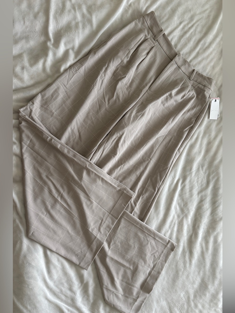 Leith Beige Plaid Wide Leg Dress Pants NWT Women’s Size 8